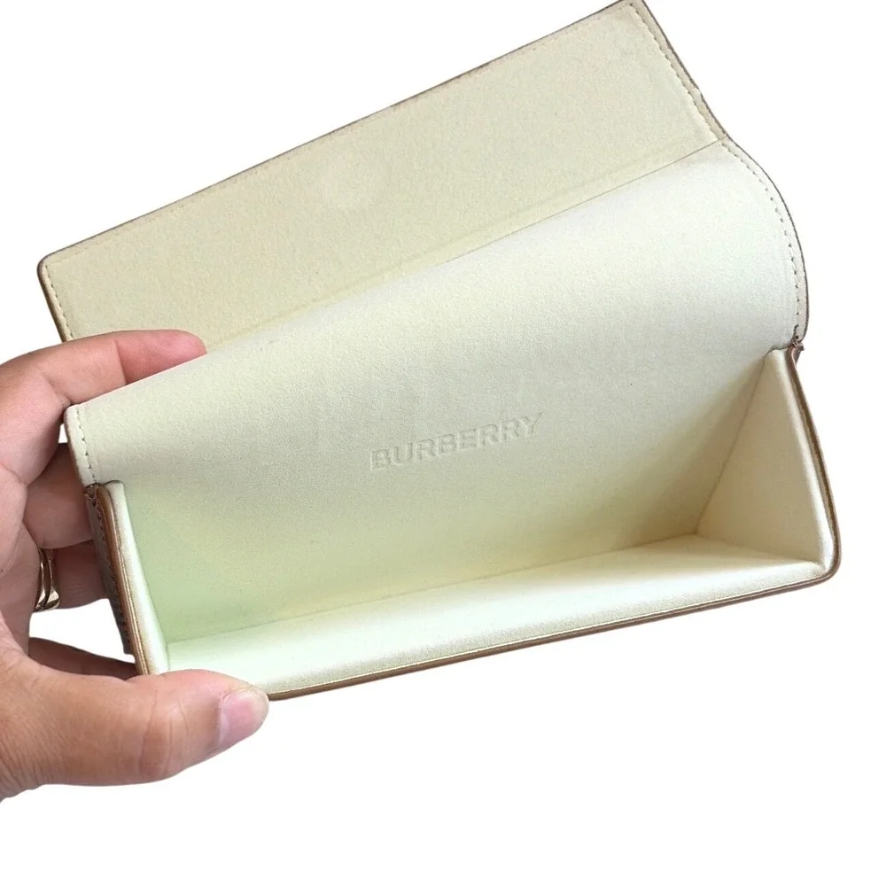 Burberry London England Tan Brown Triangular Sunglasses Case Magnetic Hard Shell